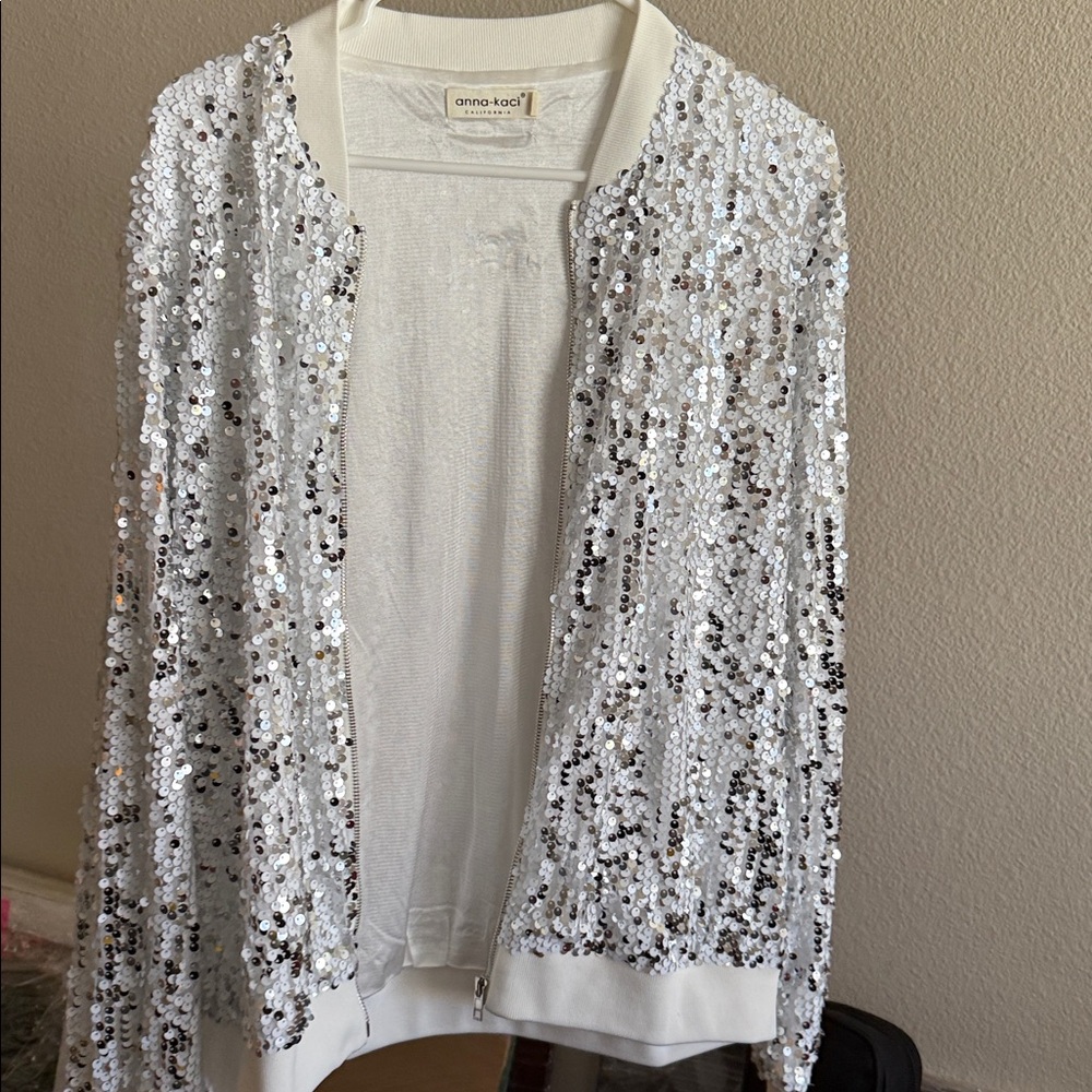 Anna Kaci Women's Sequin Jacket - Silver